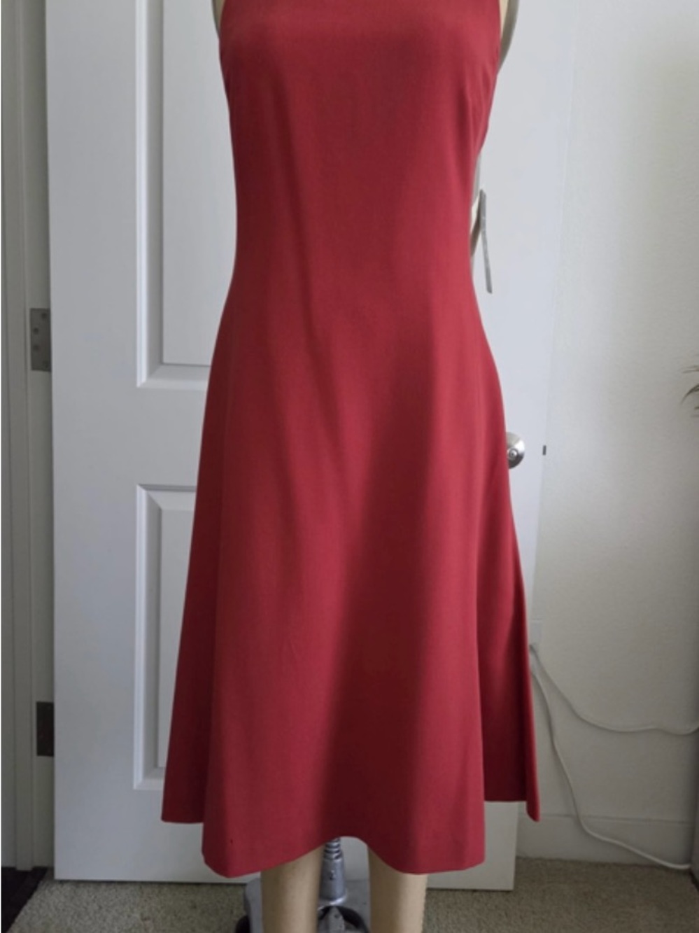 Ralph Lauren Sleeveless Coral-Red Midi Dress
